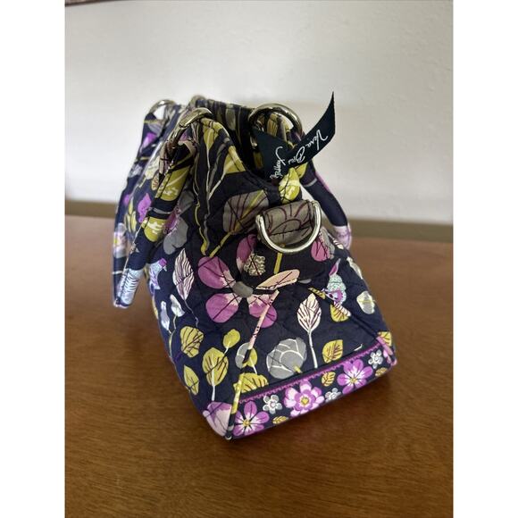 Vera Bradly Purple Yellow Cotton Handle Floral Quilted Purse. Zip Closure. - Picture 3 of 11